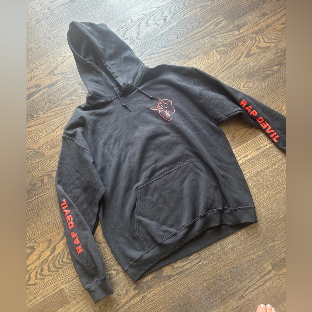 Machine Gun Kelly MGK XX Black Hoodie Sweatshirt L Large Rap Devil El Diablo